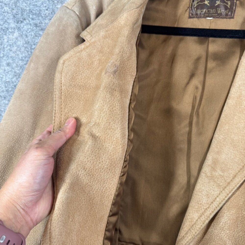 Vintage American West Suede Leather Blazer Tan Western Jacket Rodeo Festival - Picture 11 of 16